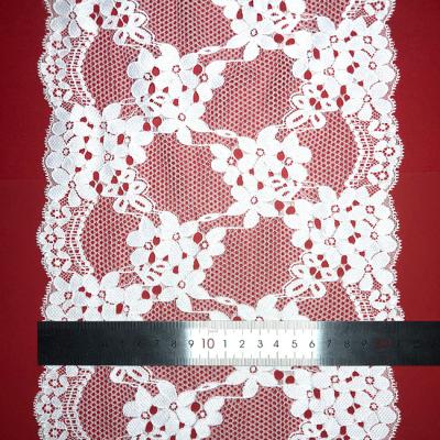 China 22cm Wide Flower Lace Fabric African Embroidery Mesh Custom Made Party Wedding Lace for sale