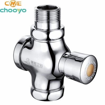 China Brass Hot Selling Contemporary Toilet Water Saving Chrome Push Button Public Toilet Flush Valve for sale