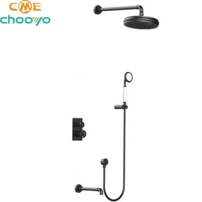 China With Sliding Bar Hotel Rainfall Shower Set Black Shower Electric Rainfall Shower Mixer for sale