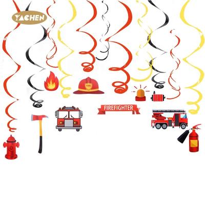 China Party Pendant Swirl Kids Festival Decoration YACHEN PVC Cartoon Fire Engine Spiral Ornaments Hanging Decorations for sale