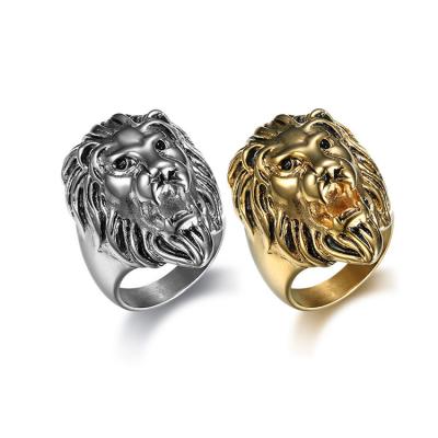 China Lion Head Ring Custom Men's Oversized Vintage Finger Ring Lead Nickel Free Personality Ring for sale