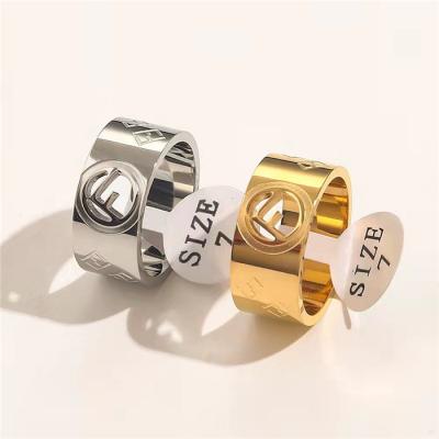 China Wholesale Streetwear Hip Hop Stainless Steel Lead Free Nickel Free Jewelry F Rings For Women for sale