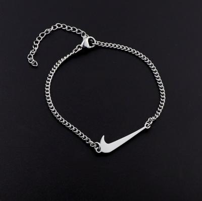 China Lead Free Nickel Free Adjustable Silver Plated Stainless Steel Hip Hop Tick Swoosh Bracelet for sale