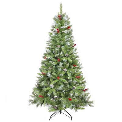 China Christamas Home Decoration 6FT PVC Artificial Green Christmas Tree With Pinecones And Red Berries for sale