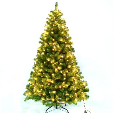 China Christamas Decoration 2021 Bestselling Unique Amazon PVC Green Customized Artificial Christmas Tree with Warm LED Light for Holiday Home Decoration for sale