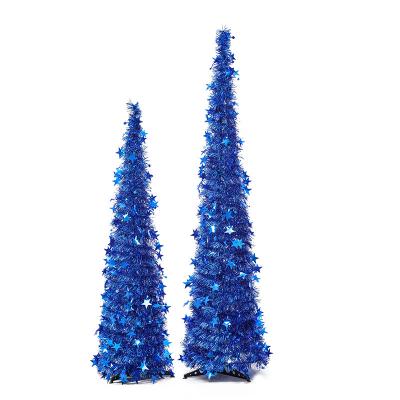 China 2021 New Product Amazon Popular Artificial Colorful PET Folding Christmas Gift Tree With Xmas Ornament For Xmas Festival Home Decor for sale