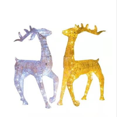 China Europe Festival Decoration Golden Ribbon Pre-lit Glittering Lit Metal Deer For Metal Crafts for sale