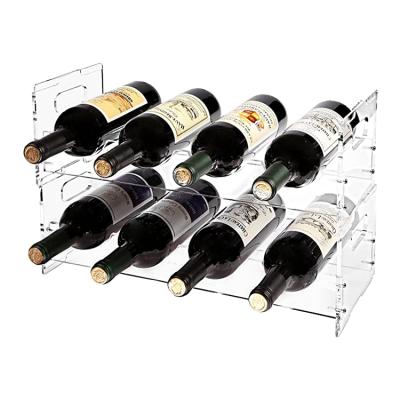 China Clear Acrylic Free Standing Stackable 8 Bottle Organizer Acrylic Display Wine Rack for sale