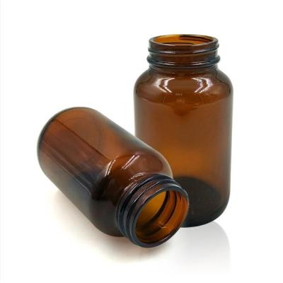 China 120ml Pill Gold Metal Cap Amber Glass Bottle For Medicine Tablet Pill Capsule Organic Food for sale