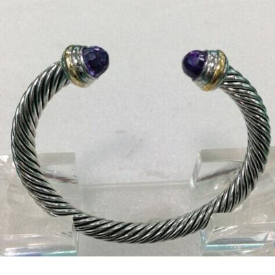 China (B-11) Wholesale Fashion jewelry Cable Classic Bracelet with Amethyst and Gold For Women for sale