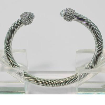 China (B-024)Silver Cable Classics Bracelet with white Topaz and crystal for sale