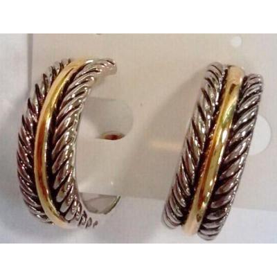 China (E-56)Women's Jewelry Two Tone Silver Plated Hoop Earrings for sale