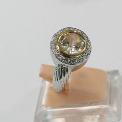 China (R-07)Designer Silver Plated Jewelry White Topaz Cubic Zircon Ring for sale