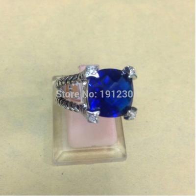 China (R-89)wholesale top quality dark blue topaz crystal white gold plated ring jewelry for sale