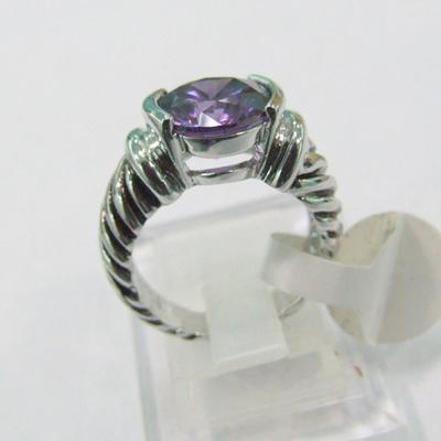 China (R-71) Fashion Jewelry Silver Plated Amethyst Cubic Zircon Petite Ring for sale