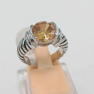 China (R-70)Fashion Jewelry Silver Plated Citrine Cubic Zircon Petite Ring for sale