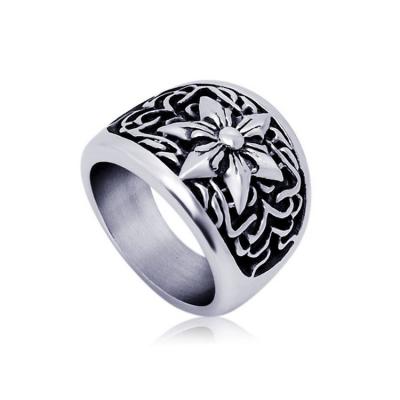 China Fashion Men's Vintage Old Titanium Stainless Steel Hexagram Ring (SA336) for sale