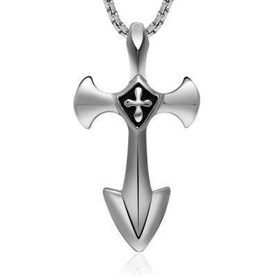 China Gothic Fashion Men's Necklace 925 Silver Plated Titanium Stainless Steel Cross Sword Pedant (SP081) for sale