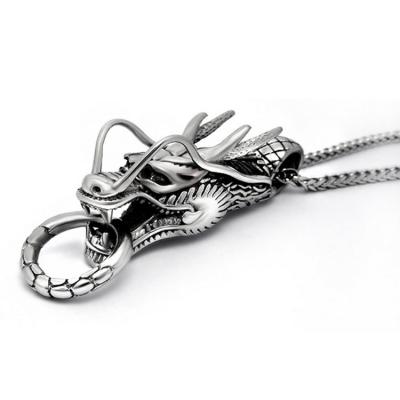 China Fashion 925 Silver Plated Men's Stainless Steel Rope Chain Dragon Pendant Necklace(SP164) for sale