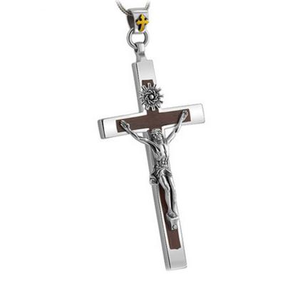 China Women's and Men's Gothic Style Sterling Silver Cross Pendant Necklace with Sandalwood(XH038761W-L) for sale