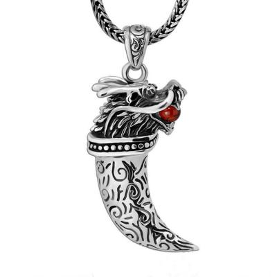 China Retro Sterling Silver Necklace with Dragon Pendant for Mens Jewelry(XH051823W) for sale