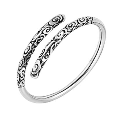 China Adjustable Retro Vintage Sterling Silver Cuff Bracelet Engraved Clouds(054565) for sale