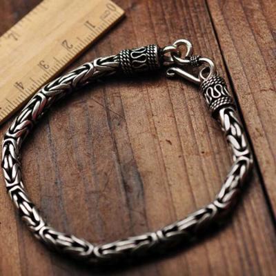 China Men and Women Retro Vintage Sterling Silver Byzantine Chain Link Bracelet (XH048542) for sale