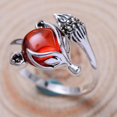 China Adjustable Size Animal Style Garnet Retro Thai 925 Silver Ring(056625) for sale