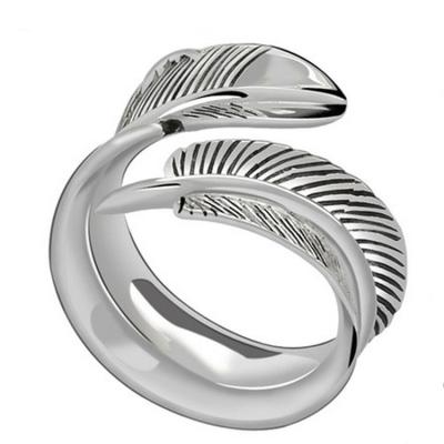 China 925 Silver Feather Ring Vintage Plume Adjustable Opening Band Ring (011231W) for sale