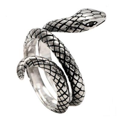 China Snake Style Simulated Garnet Eyes Scale Serpent Ring 925 Sterling Silver Band Ring(057738) for sale