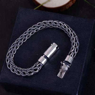 China Retro Handmade 925 Sterling Silver Rope Chain Mens Bracelet(060670) for sale