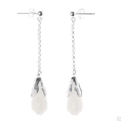 China Women Retro 925 Sterling Silver Natural Jade Drop Earrings(TRS30811) for sale