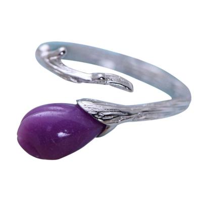 China Sterling 925 Silver Purple Synthetize Gem Tulip Designs Ring(058884) for sale