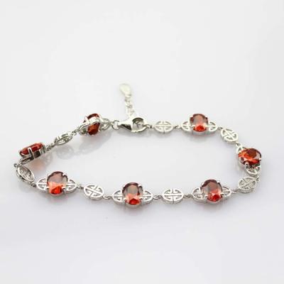 China Women Jewelry 925 Silver Bracelet  Garnet Cubic Zirconia Tennis Bracelet(H07) for sale