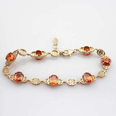 China 18k Rose Gold Plated 925 Silver Link  Garnet Tennis Bracelet(H07) for sale