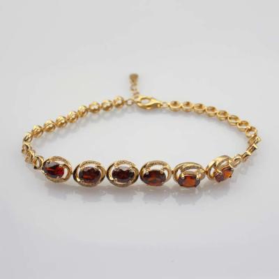 China Rose Gold Plated 925 Silver Created Garnet Cubic Zircon Link Women Tennis Bracelet(H09) for sale