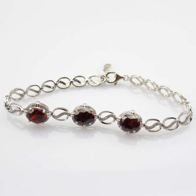 China 925 Sterling Silver Created Garnet CZ Diamonds Link  Tennis Bracelet (H10) for sale