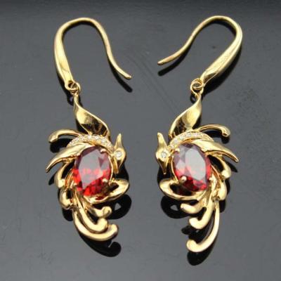 China 18k Rose Gold Plated 925 Silver Garnet Cubic Zircon Dangle Earrings(SE10015) for sale