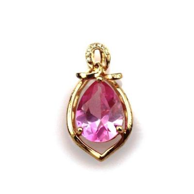 China Sterling Silver 18k Rose Gold Plated 8mmx12mm Pink Cubic Zirconia Pendant(PSJ0428) for sale