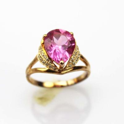 China Rose Gold Plated 925 Silver Ring with 8mmx10mm Pink Cubic Zircon (R285) for sale