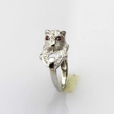 China Designer Jewelry Solid Sterling Silver Leopard Ring Pave Cubic Zirconia(SRJ700) for sale