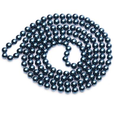 China Luxury Round Blue 8mm Shell Pearl Sweater Necklace 55 Inches (N08612) for sale