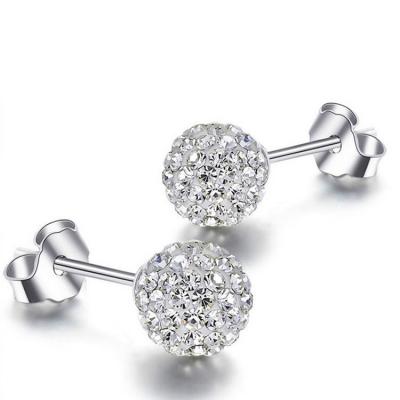 China 925 Silver Fashion Crystal Ball Stud Earrings(EEBALL01) for sale