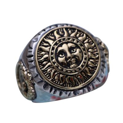 China Antiquated Sterling Silver Brass 2 Tone Sunflowers Design Men Ring (058842) for sale