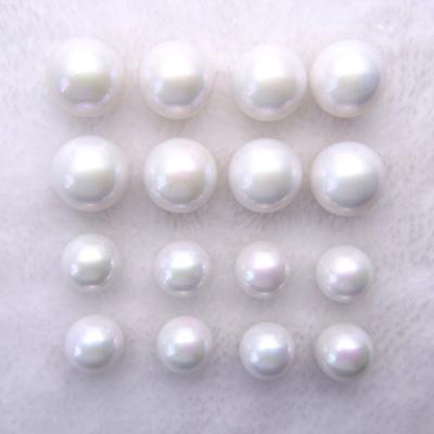 China High Quality Round Shape Half Hole White Shell Pearl Loose Bead for DIY Handcraft for sale