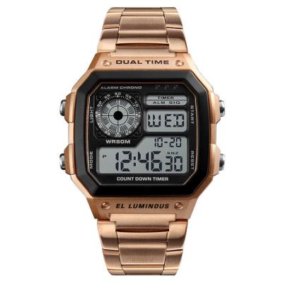 China Rose Gold Mens Digital Watch Classic Wild Street Watches Sport Retro 50m Waterproof Skmei 1335 Wristwatch for sale