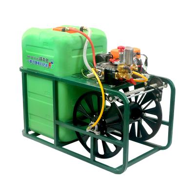 China Pesticide Spraying Dual Motor Sprayer Electric Remote Control Hose Gather and Hose Pesticide Sprayer with Water Bucket for sale