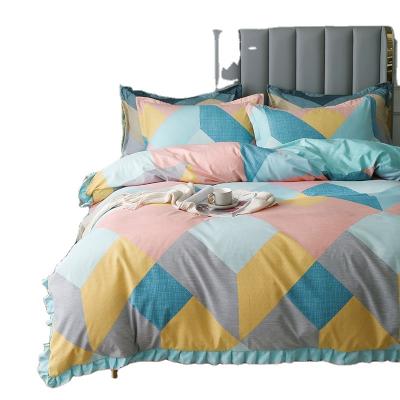 China Wholesale Multiple Folded Designs Printing And Dyeing Semiactive Microfiber Fabric 4 Pieces Polyester Bedding Set Bedspread for sale