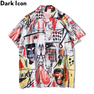 China Breathable Graffiti Ligh Weigh Polo Shirt Men Vintage Street Slim Mens Shirts Summer Hawiian Shirt for sale