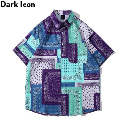 China Plus Size Purple Bandana Vacation Beach Shirts And Shorts Man Blue Sets for sale